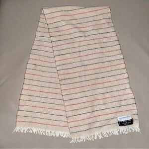 Vintage CHRISTIAN DIOR SCARF beige w stripes Wool/Nylon Made in Germany WPL6274